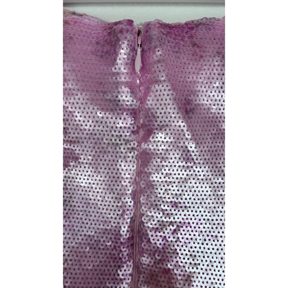 LoveShackFancy Stasia Pink Floral Sequin Strapless Midi Dress Size 4 - Picture 5 of 9